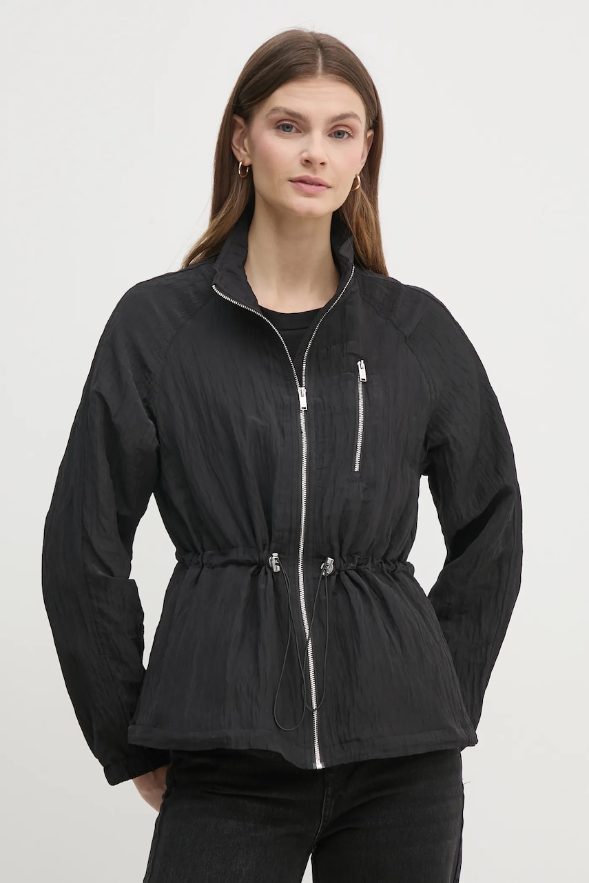 Dkny geaca femei, culoarea negru, de tranzitie, P4KJIXTF