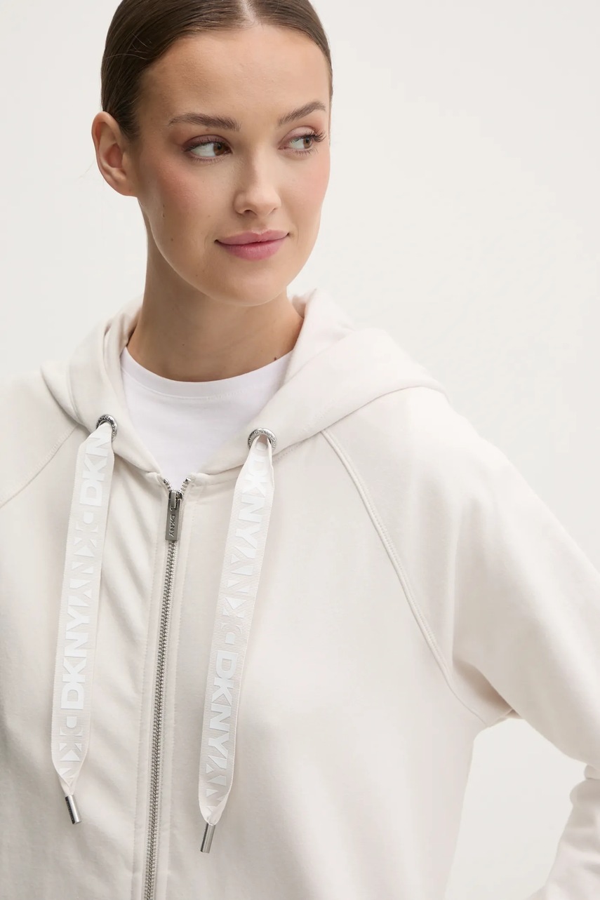 Кофта Dkny жіноча колір бежевий з капюшоном однотонна DP5J9510 