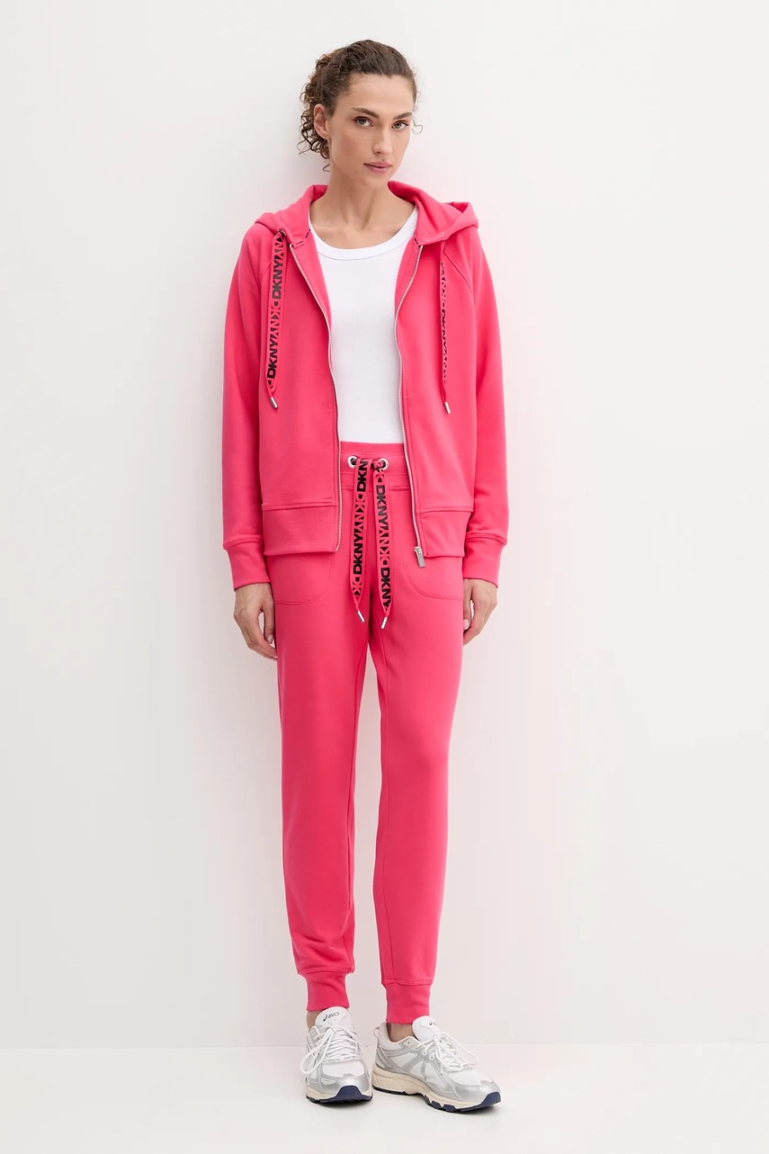 Кофта Dkny цвет бежевый с капюшоном однотонная DP5J9510