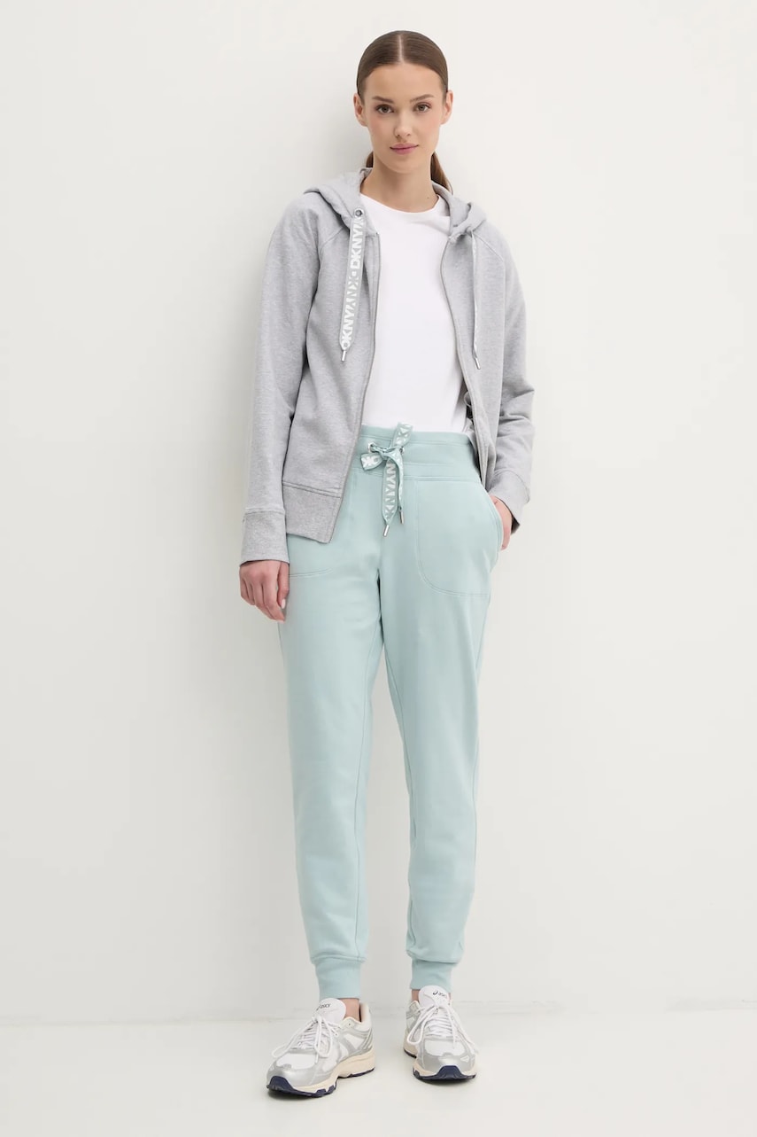 Кофта Dkny женская цвет серый с капюшоном однотонная DP5J9510 Кофта Dkny женская цвет серый с капюшоном однотонная DP5J9510