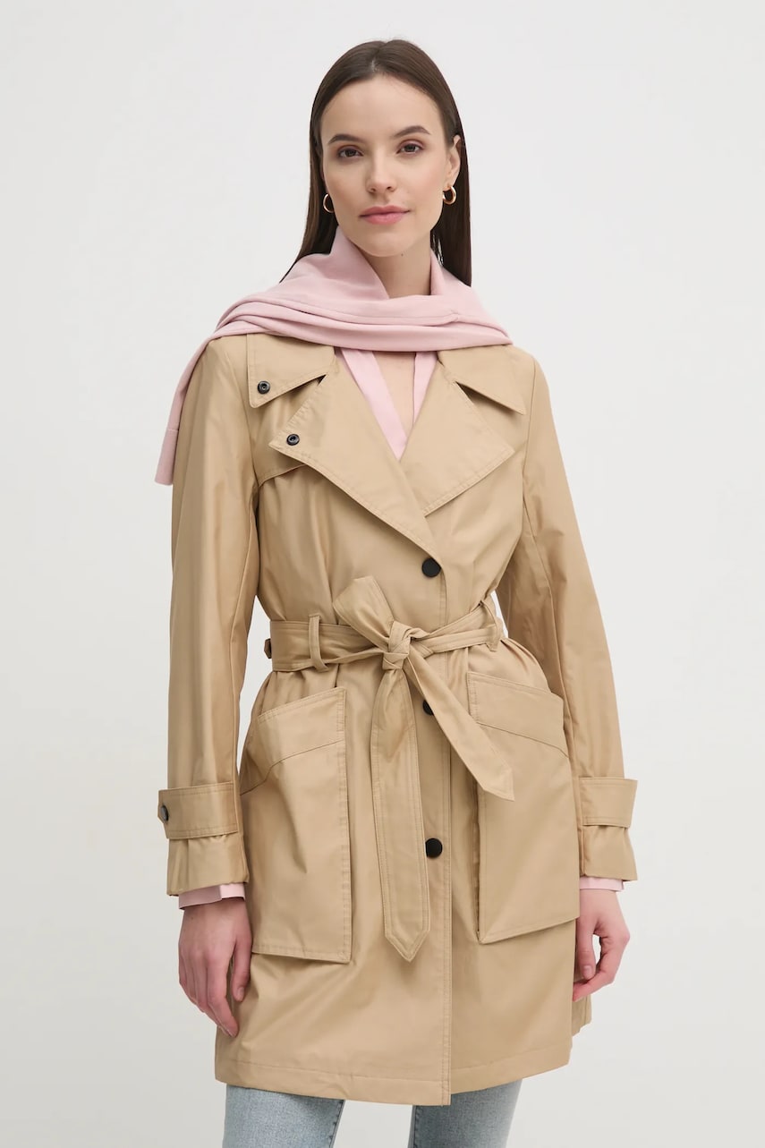 Dkny trenci femei, culoarea bej, de tranzitie, DJ4J6024 Dkny trenci femei, culoarea bej, de tranzitie, DJ4J6024