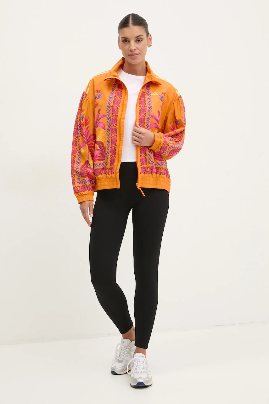 Куртка adidas x Farm Rio цвет оранжевый переходная oversize JD6305 Куртка adidas x Farm Rio цвет оранжевый переходная oversize JD6305