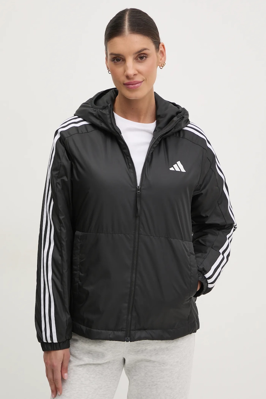 adidas geacă Essential culoarea negru, de tranziție, JD1025 adidas geacă Essential culoarea negru, de tranziție, JD1025