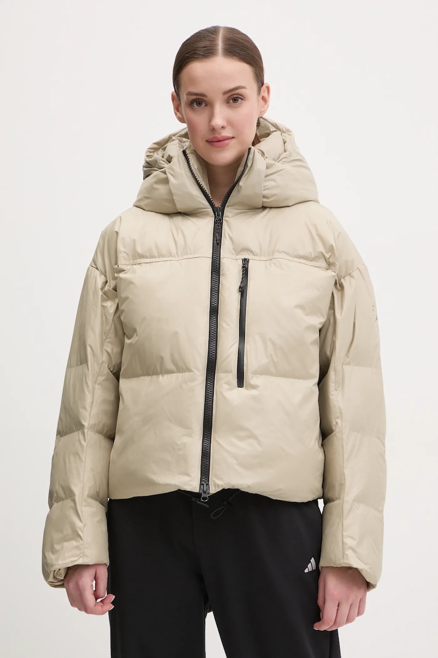adidas by Stella McCartney geaca TrueNature culoarea bej, de iarna, oversize, JI5198