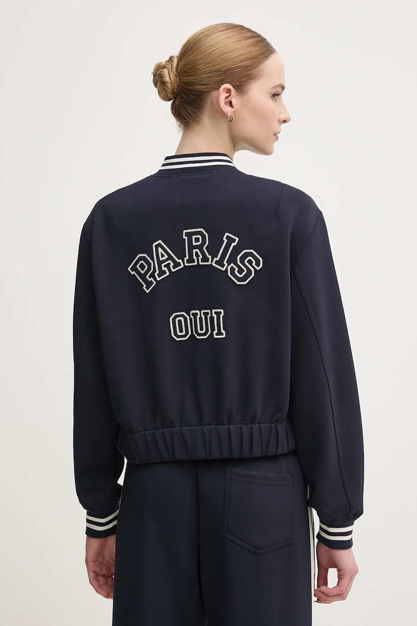 OUI bluza femei, culoarea albastru marin, cu imprimeu, 91792