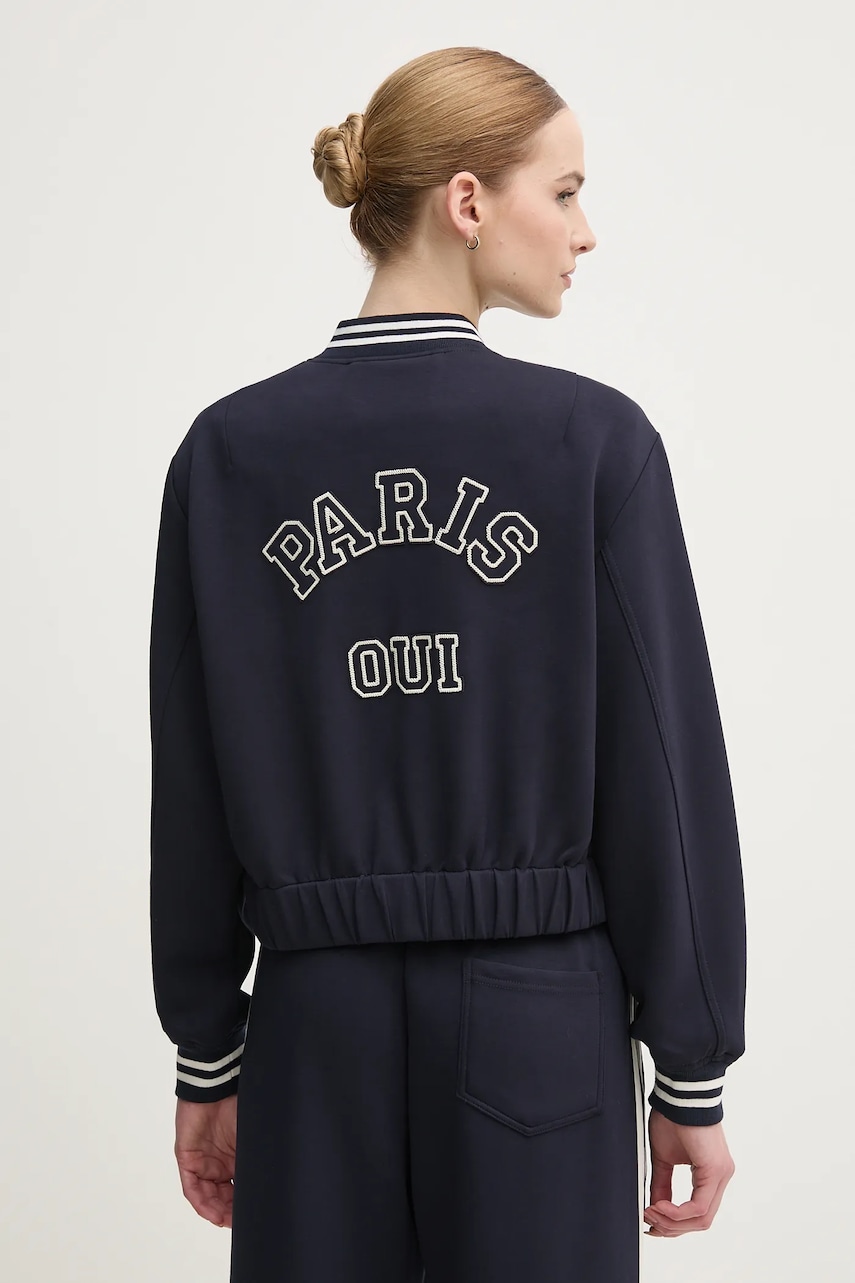 OUI bluza femei, culoarea albastru marin, cu imprimeu, 91792 OUI bluza femei, culoarea albastru marin, cu imprimeu, 91792