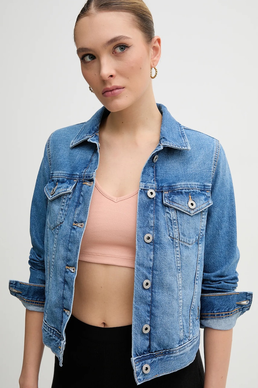 Pepe Jeans geaca de jeans din bumbac SLIM JACKET de tranzitie, PL402430IA5 Pepe Jeans geaca de jeans din bumbac SLIM JACKET de tranzitie, PL402430IA5