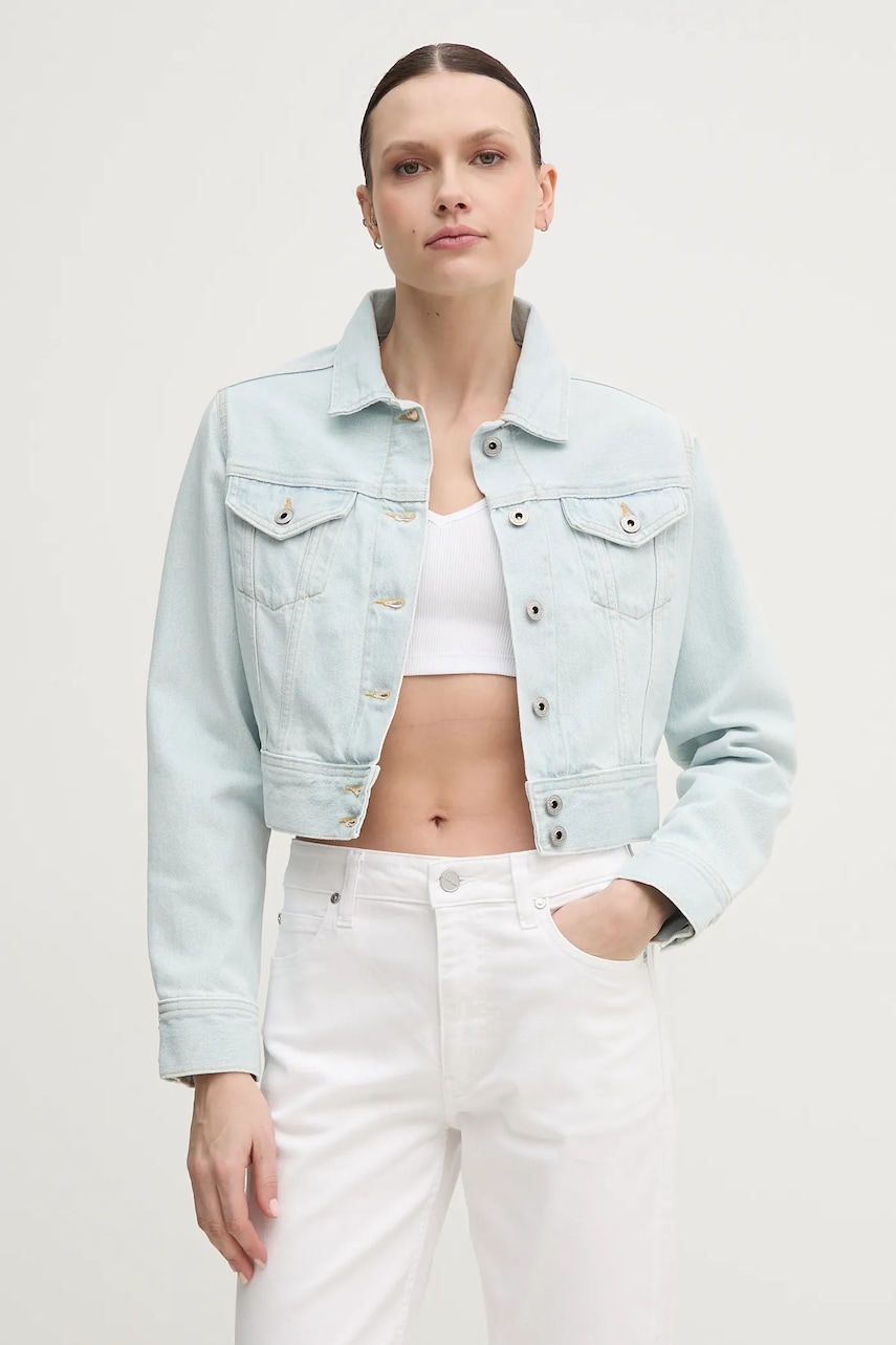 Levně Džínová bunda Pepe Jeans CROPPED JACKET modrá barva, přechodná, PL402431PG2