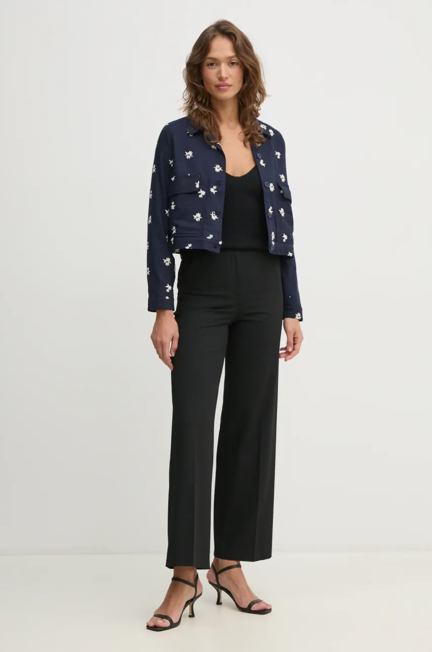 Куртка с примесью льна Pepe Jeans GEORGINA цвет синий переходная PL402529 Куртка с примесью льна Pepe Jeans GEORGINA цвет синий переходная PL402529