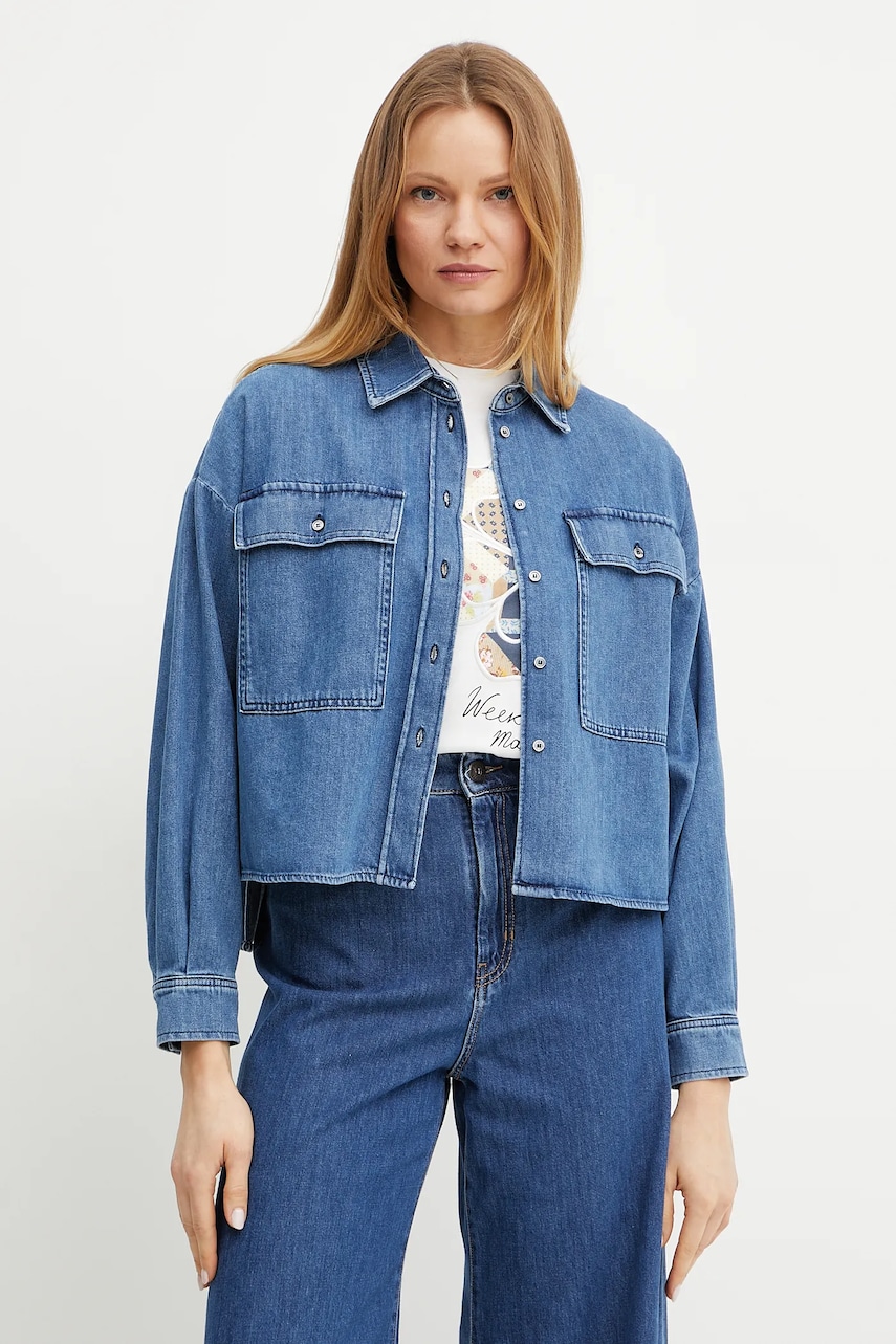 Weekend Max Mara camasa jeans femei, cu guler clasic, regular, 2515111151600