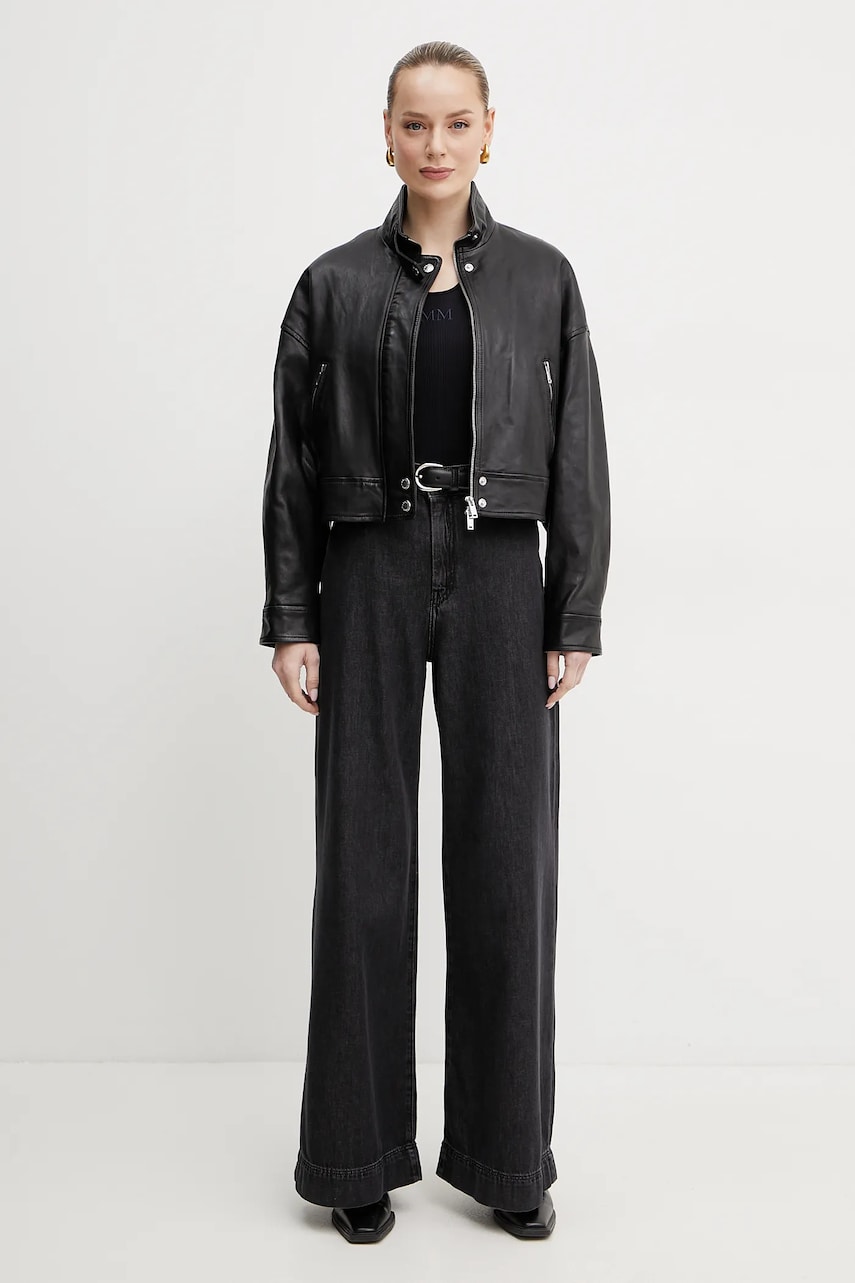 Кожаная куртка Weekend Max Mara цвет чёрный переходная oversize 2515441011600 Кожаная куртка Weekend Max Mara цвет чёрный переходная oversize 2515441011600