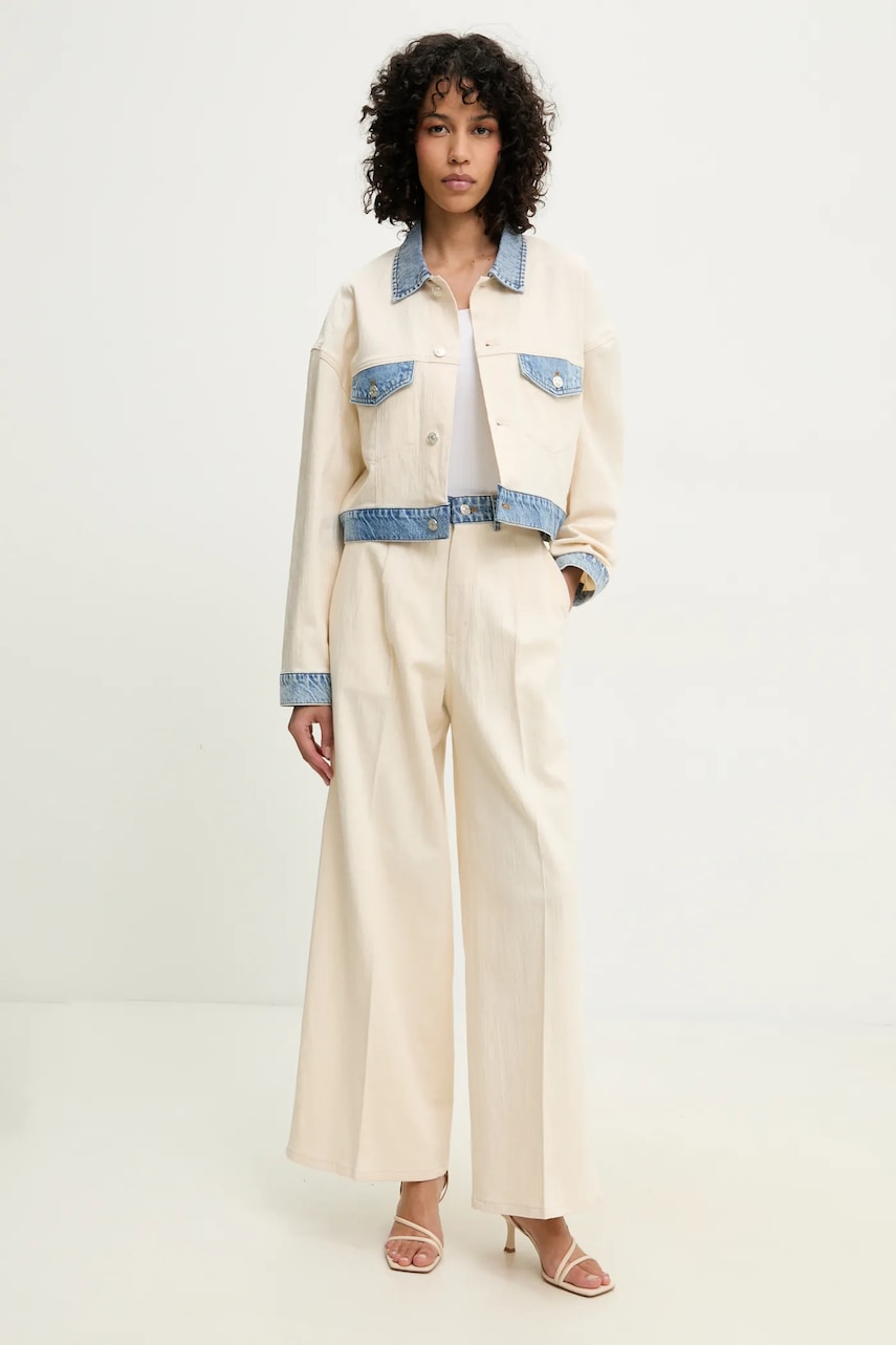 Куртка Moschino Jeans цвет бежевый переходная oversize 0509 3717 Куртка Moschino Jeans цвет бежевый переходная oversize 0509 3717