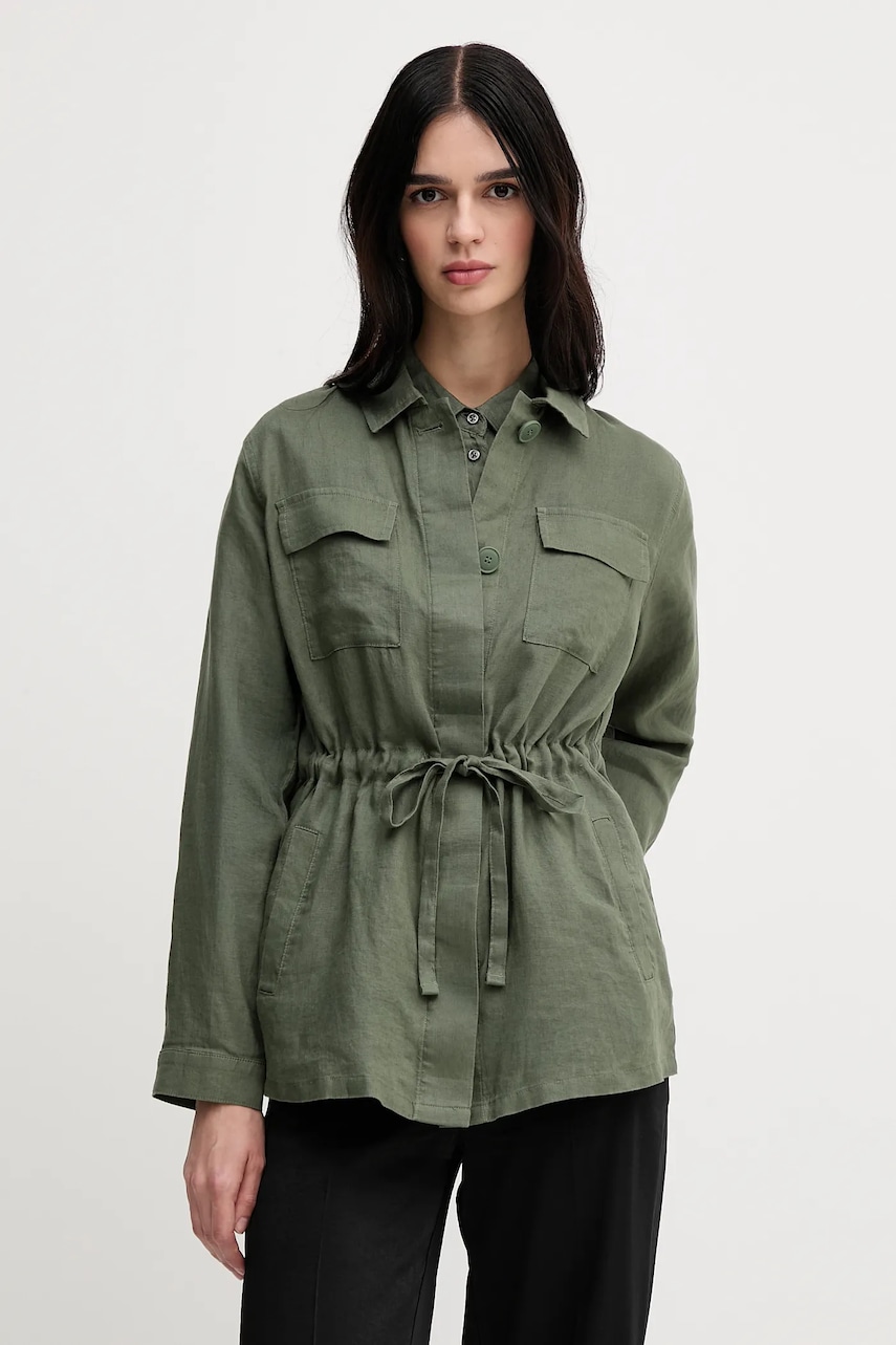 United Colors of Benetton geacă de in culoarea verde, de tranzitie, 2AGHDN07Q