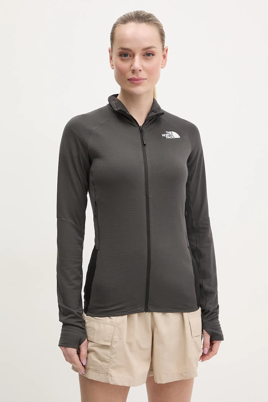 The North Face hanorac Bolt Polartec femei, culoarea gri, cu imprimeu, NF0A8BT0MN81