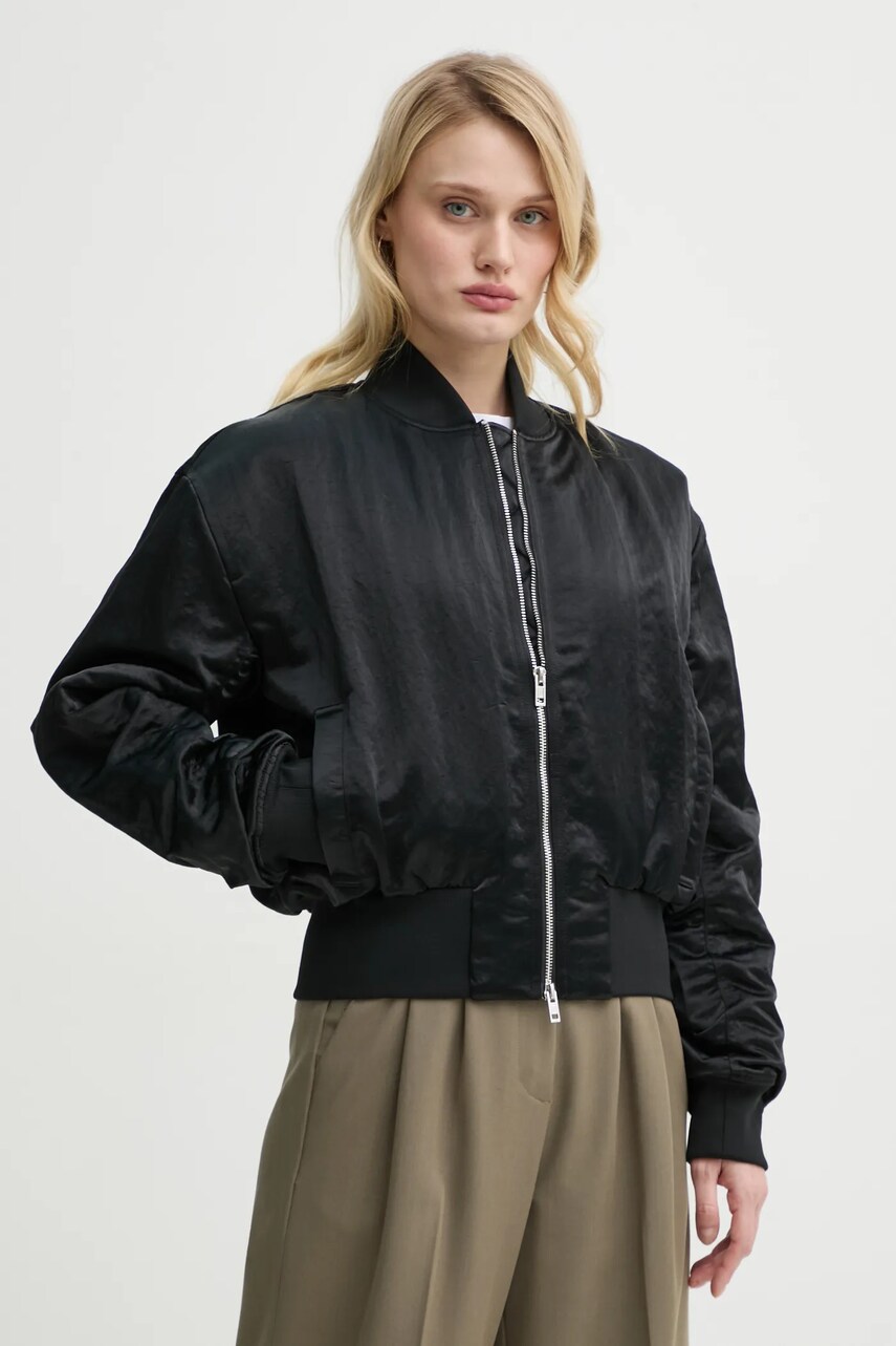 Filippa K geaca bomber culoarea negru, de tranzitie, 31568