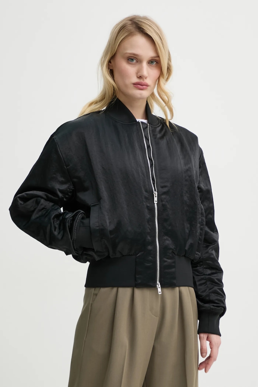 Filippa K geaca bomber culoarea negru, de tranzitie, 31568
