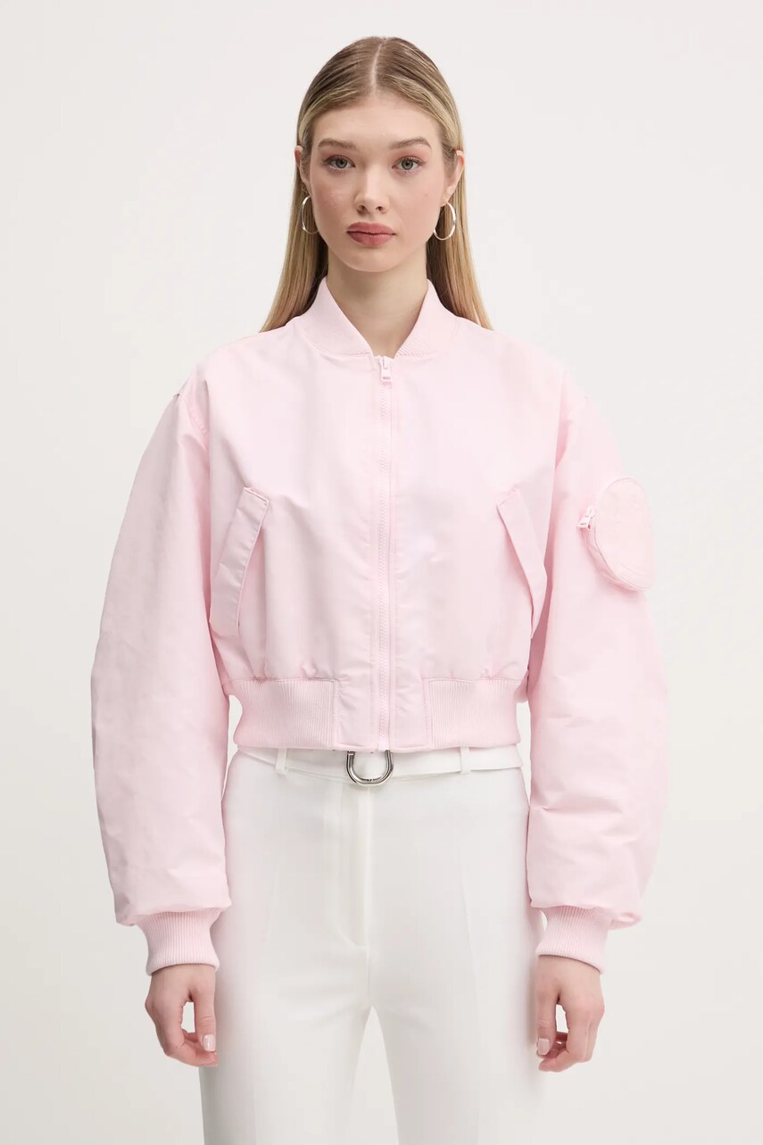 Hugo Blue geaca bomber culoarea roz, de tranzitie, oversize, 50542360