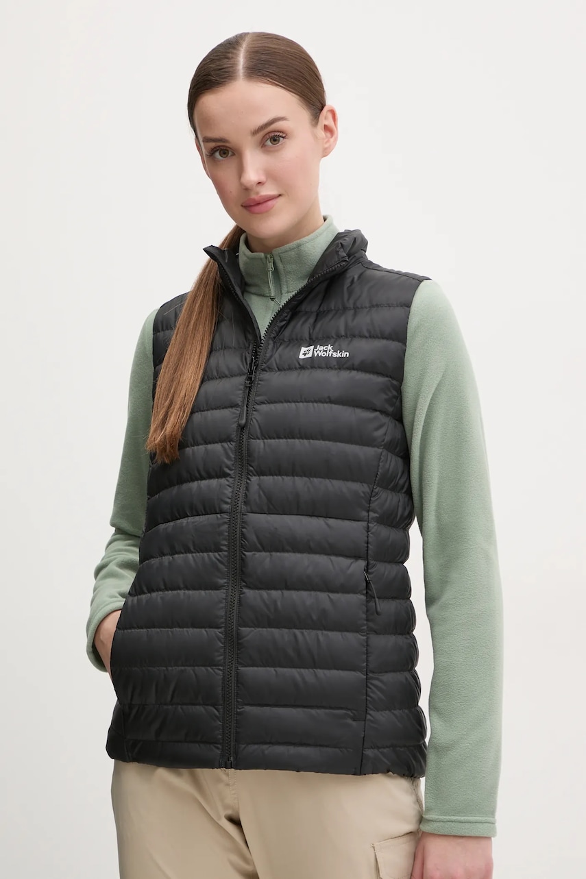 Jack Wolfskin vestă sport cu puf Pilvi Down culoarea negru, de tranzitie, 1207771