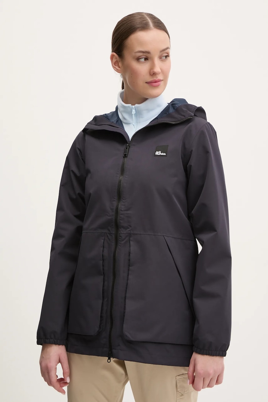 Jack Wolfskin geaca Terraview 2L culoarea albastru marin, de tranzitie, A63831