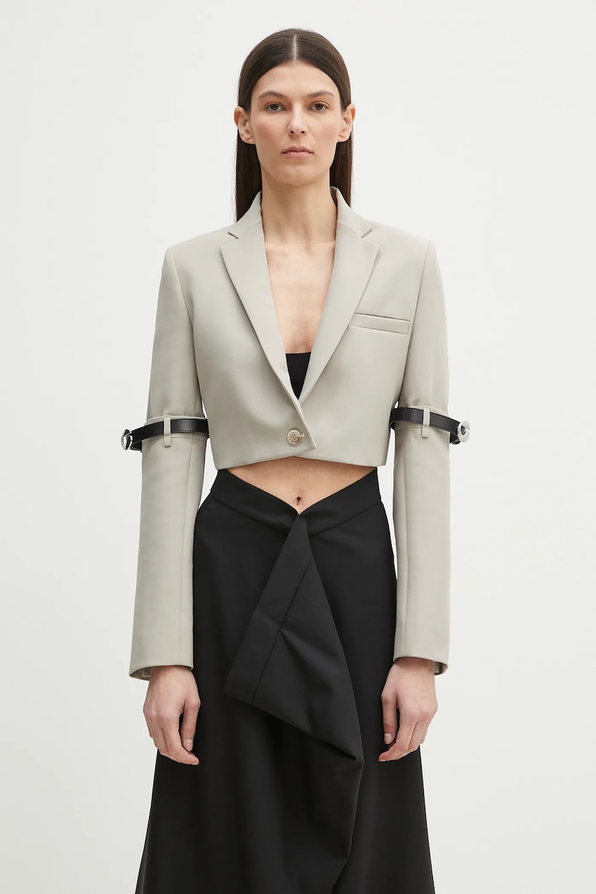 Coperni sacou Hybrid Cropped Tailored culoarea bej, un singur rand de nasturi, COPV74F3004