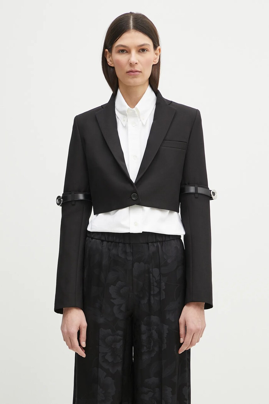 Coperni sacou Hybrid Cropped Tailored culoarea negru, un singur rand de nasturi, COPV74F3004