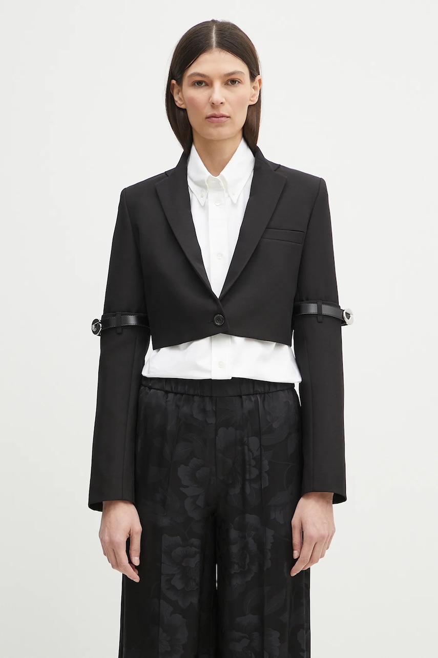 Coperni sacou Hybrid Cropped Tailored culoarea negru, un singur rand de nasturi, COPV74F3004
