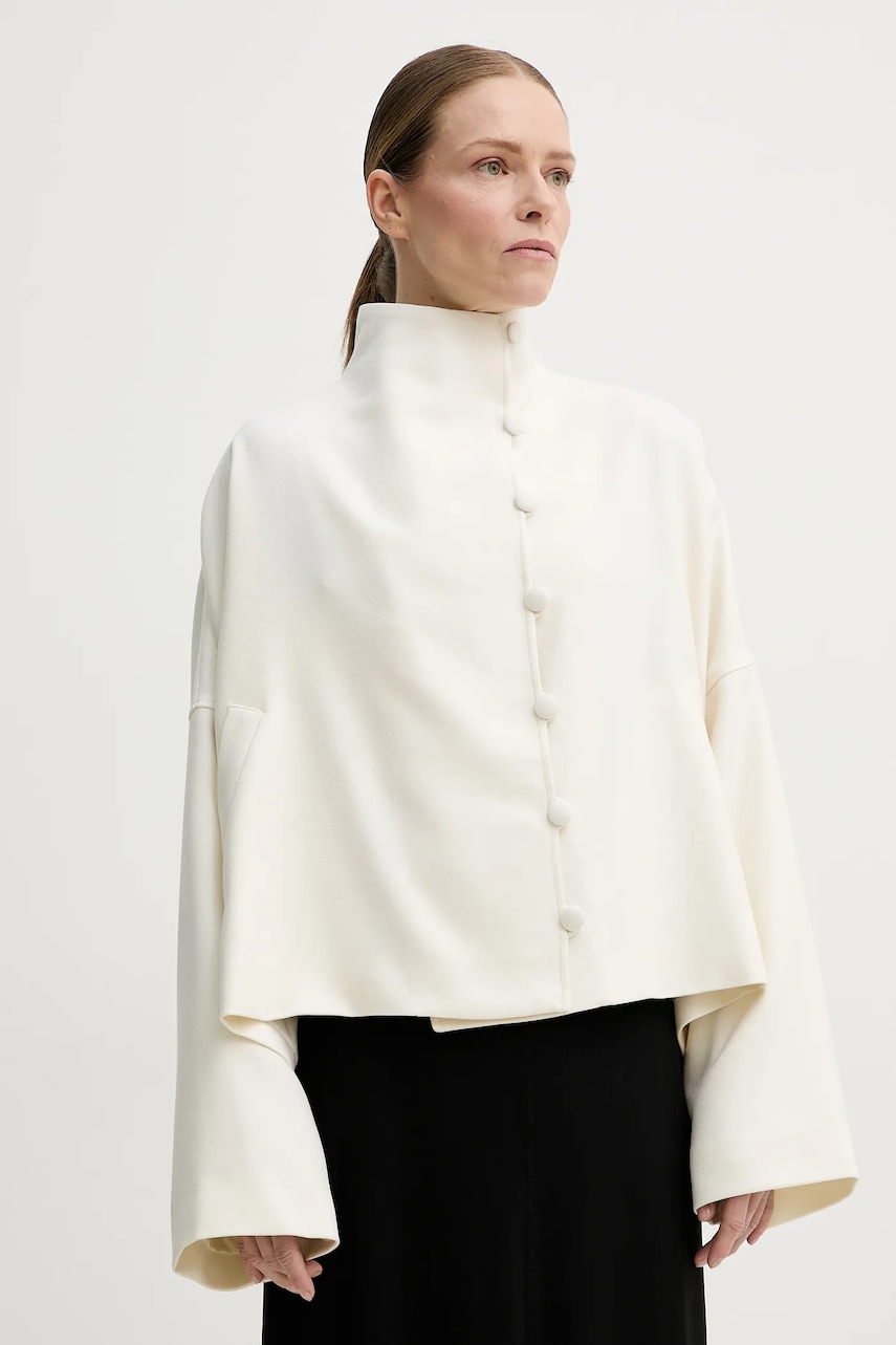 Remain geaca de lana culoarea bej, de tranzitie, oversize, 502594857 Remain geaca de lana culoarea bej, de tranzitie, oversize, 502594857