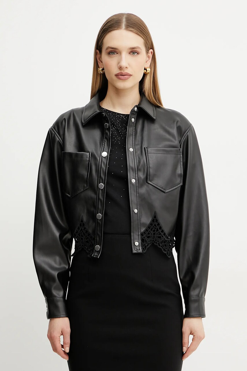 Levně Bunda Guess CLOTHILDE černá barva, přechodná, W5GL22 WH6P0