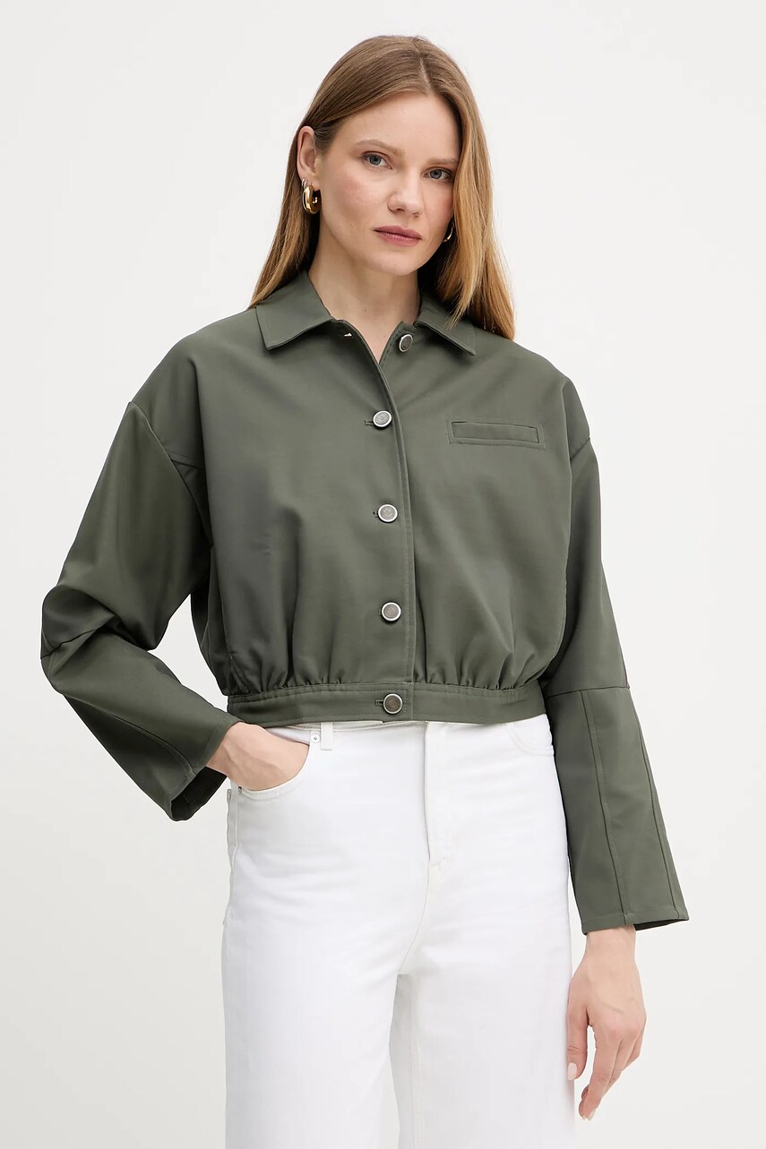 Levně Bunda Guess RIAN zelená barva, přechodná, oversize, W5GL27 WH872