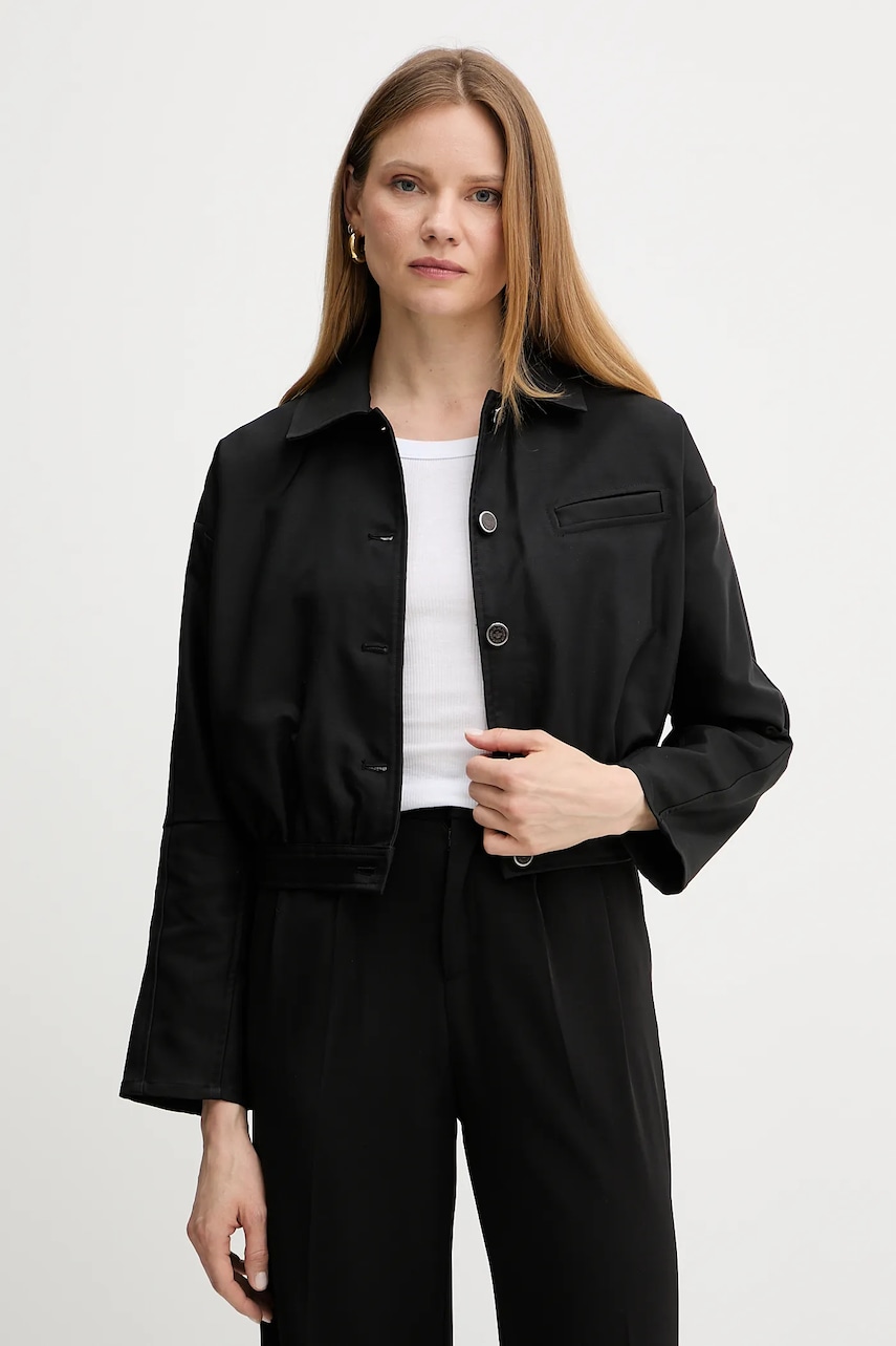 Levně Bunda Guess RIAN černá barva, přechodná, oversize, W5GL27 WH872