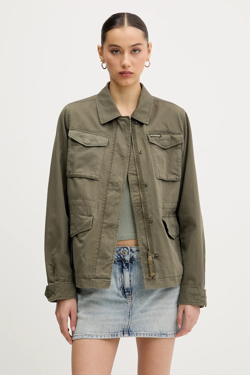 Superdry jachetă de bumbac culoarea verde, de tranzitie, W5011862A-8TQ Superdry jachetă de bumbac culoarea verde, de tranzitie, W5011862A-8TQ