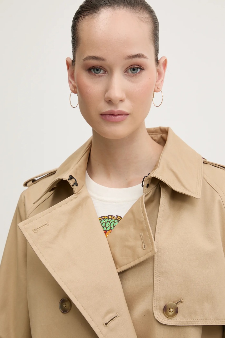 Тренч Superdry жіночий колір бежевий перехідний oversize W5011871A-5YE 