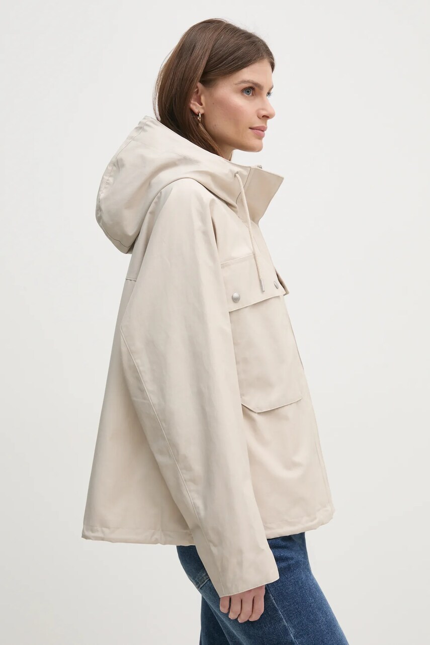 Levně Bunda Tommy Hilfiger dámská, béžová barva, přechodná, WW0WW44421
