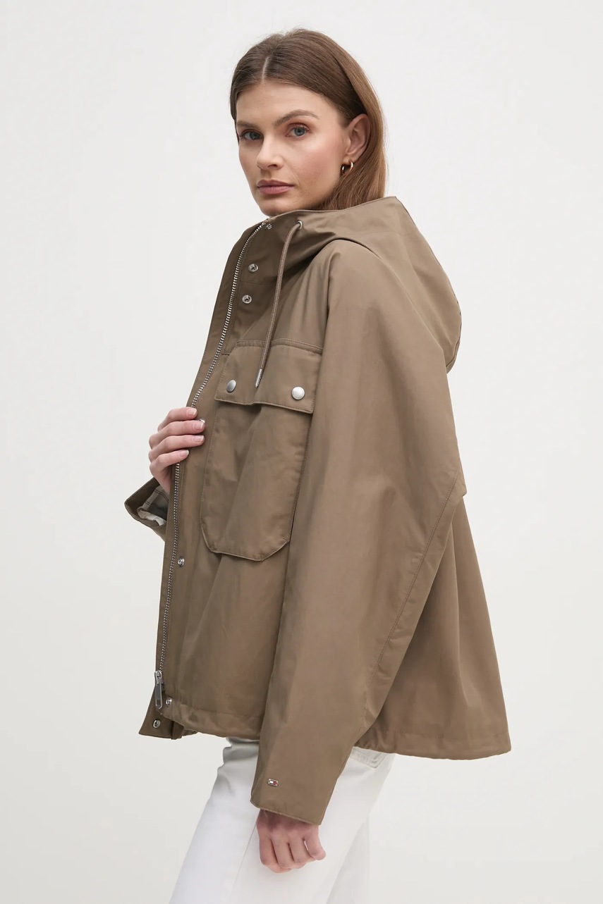 Куртка Tommy Hilfiger жіноча колір коричневий перехідна WW0WW44421 