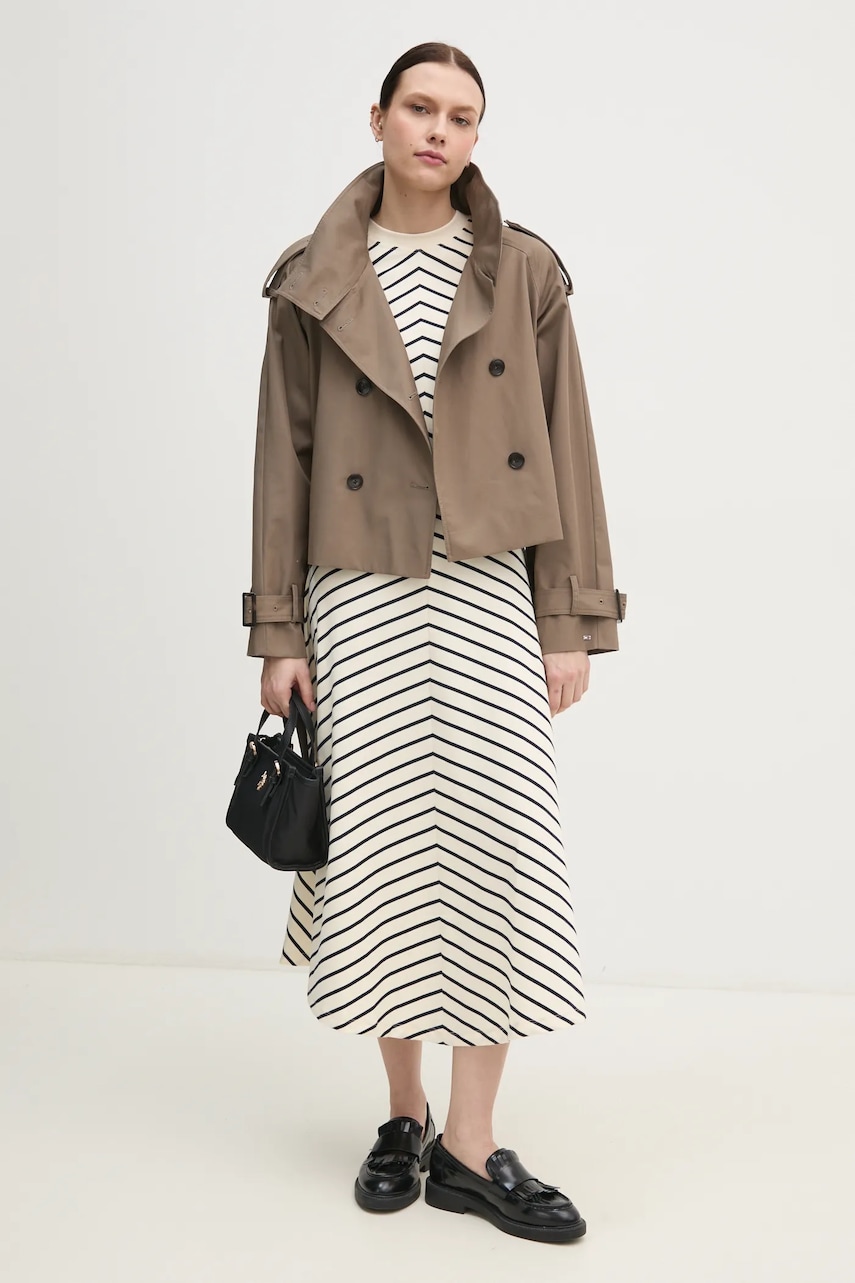 Хлопковая куртка Tommy Hilfiger цвет коричневый переходная WW0WW43933 Хлопковая куртка Tommy Hilfiger цвет коричневый переходная WW0WW43933