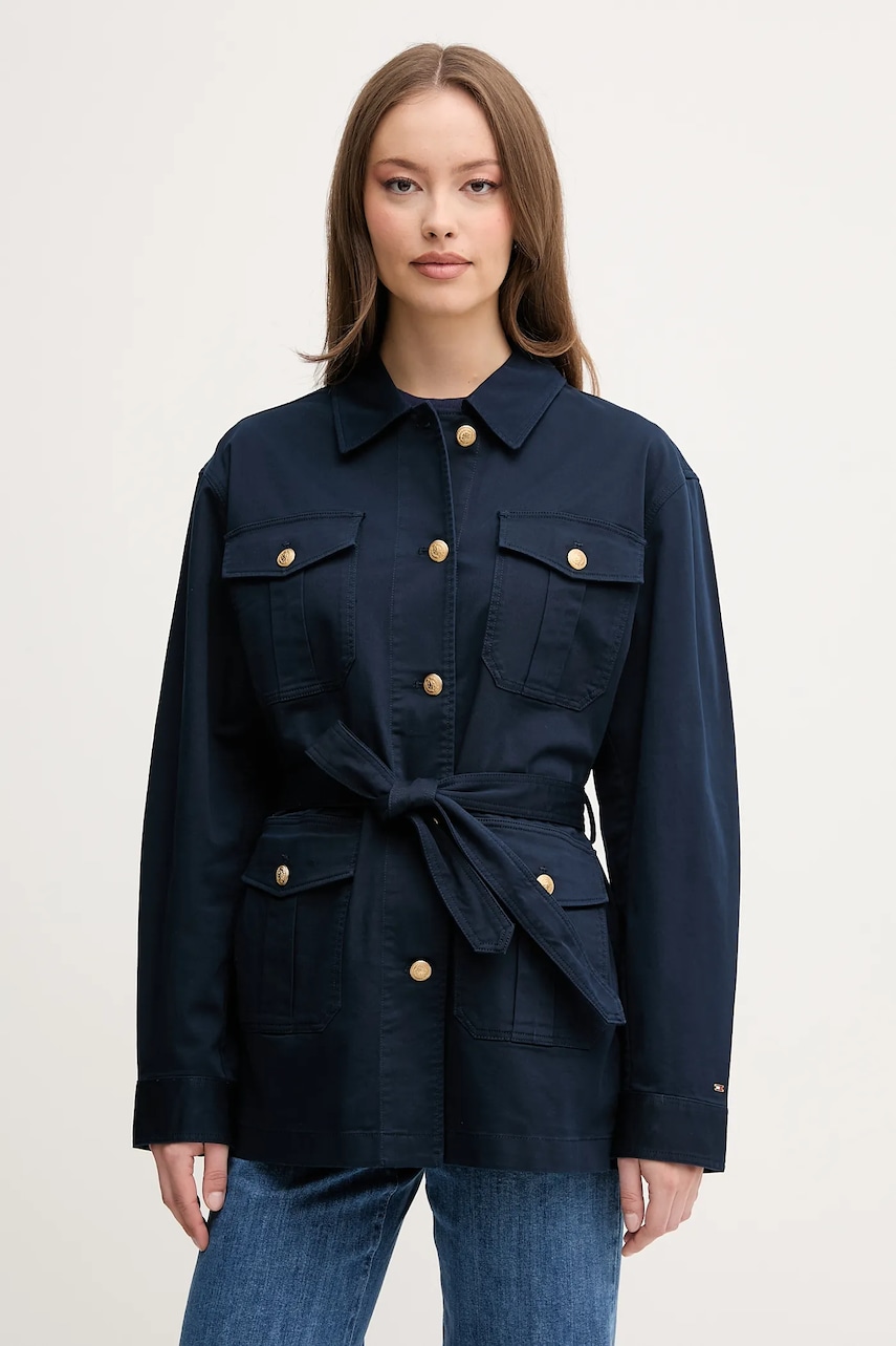 Košilová bunda Tommy Hilfiger tmavomodrá barva, WW0WW45933