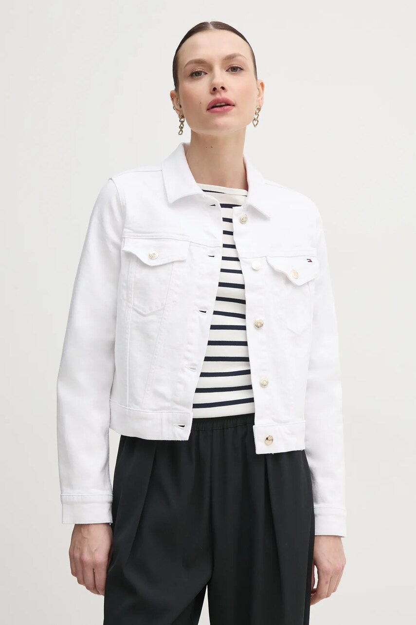 Levně Bunda Tommy Hilfiger bílá barva, přechodná, WW0WW44374