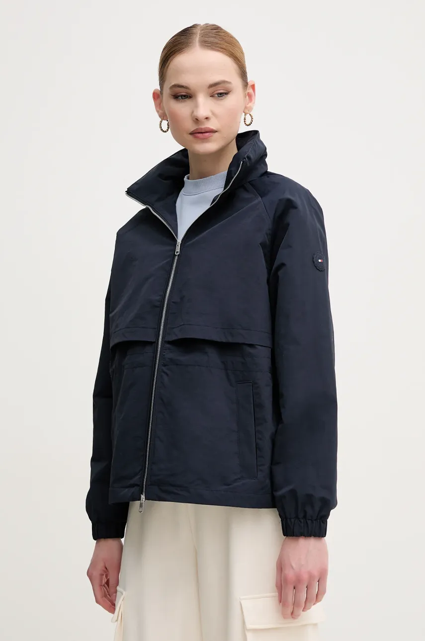 Bunda Tommy Hilfiger tmavomodrá barva, přechodná, WW0WW45930