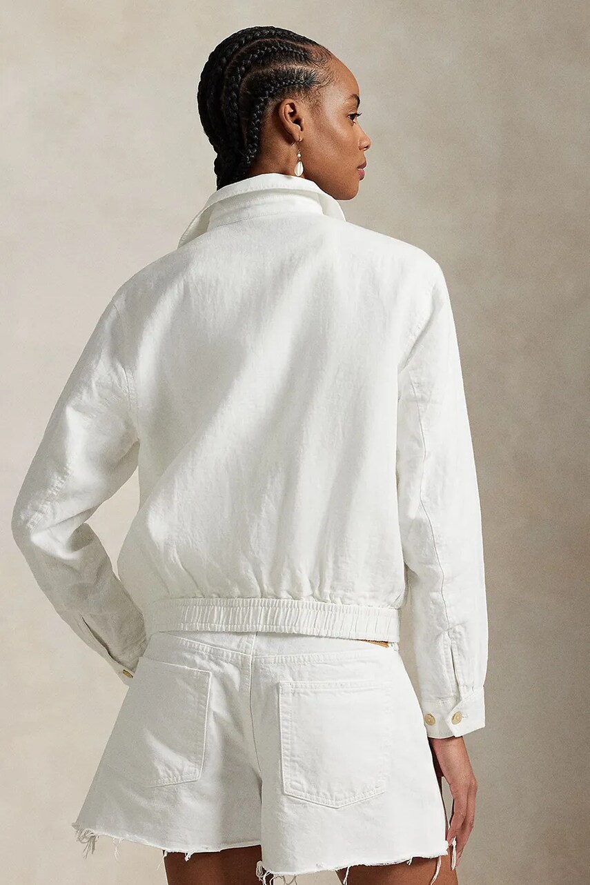 Льняная куртка Polo Ralph Lauren цвет белый переходная 211938915 Льняная куртка Polo Ralph Lauren цвет белый переходная 211938915