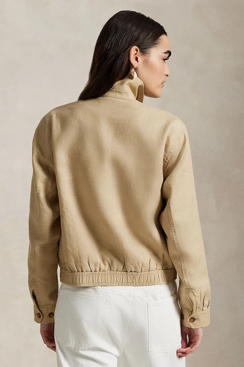 Льняная куртка Polo Ralph Lauren цвет бежевый переходная 211938915 Льняная куртка Polo Ralph Lauren цвет бежевый переходная 211938915