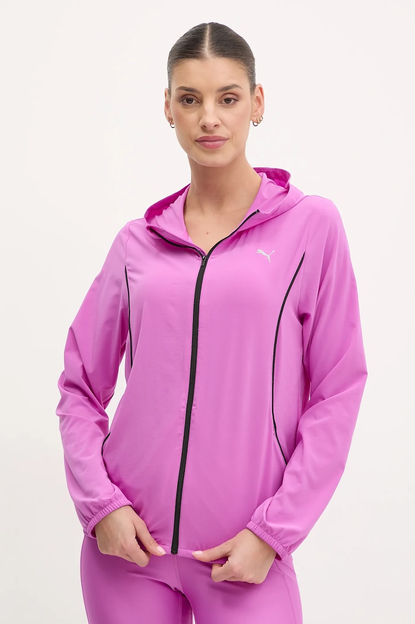 Puma jachetă de alergare Velocity culoarea roz, de tranzitie, 526584 Puma jachetă de alergare Velocity culoarea roz, de tranzitie, 526584