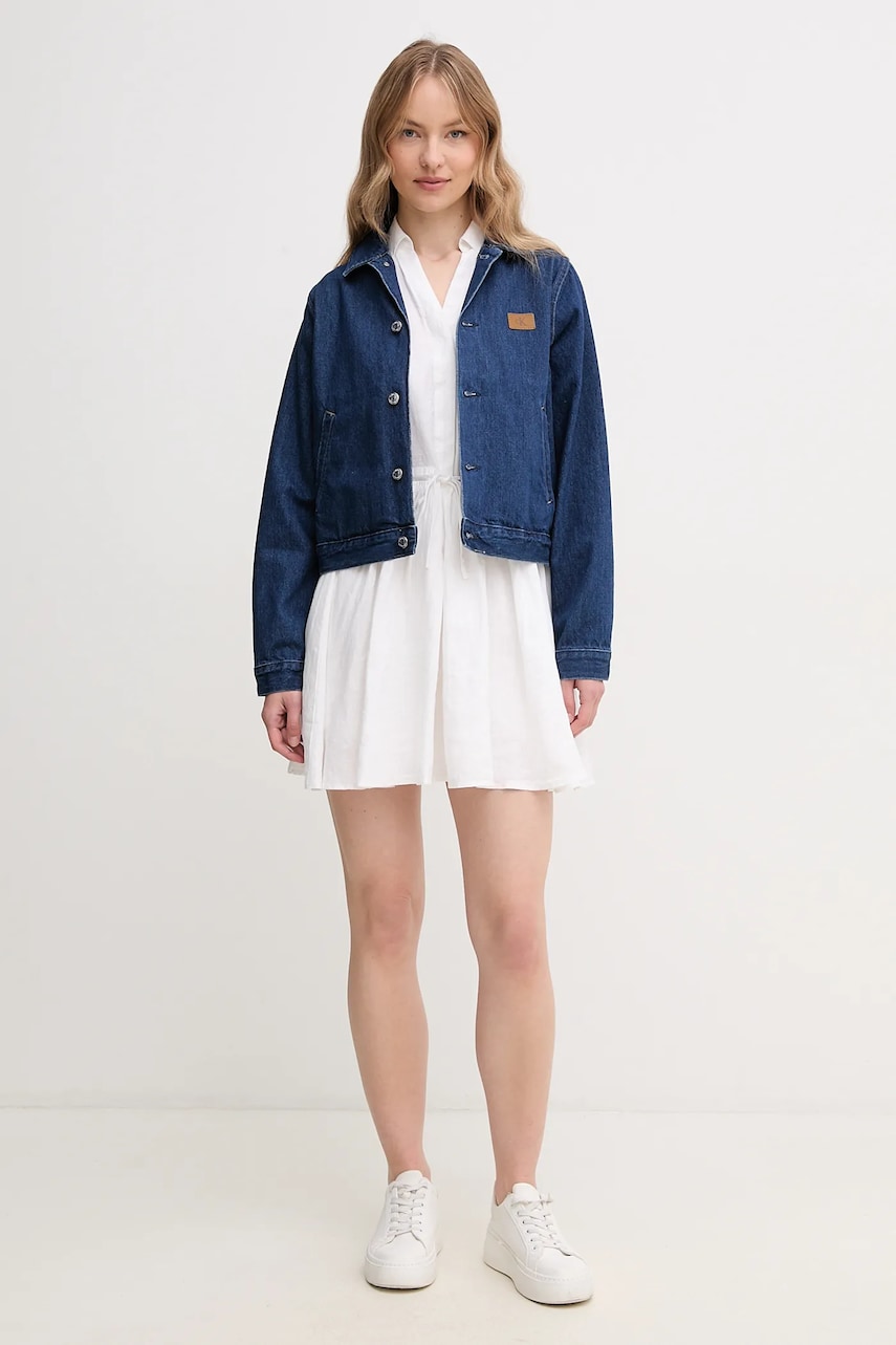 Хлопковая джинсовая куртка Calvin Klein Jeans цвет синий переходная J20J225180 Хлопковая джинсовая куртка Calvin Klein Jeans цвет синий переходная J20J225180