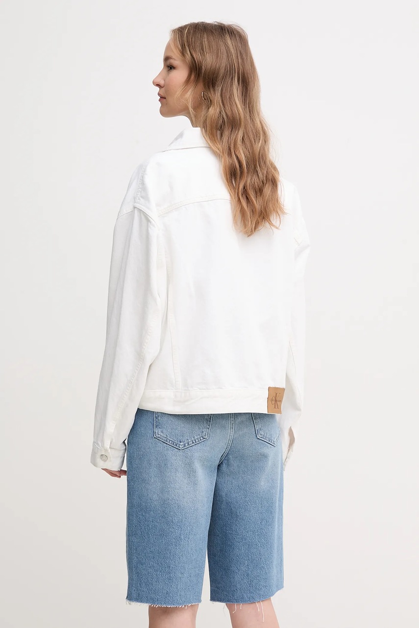 Βαμβακερό μπουφάν Calvin Klein Jeans χρώμα: άσπρο, J20J225181 φωτογραφία