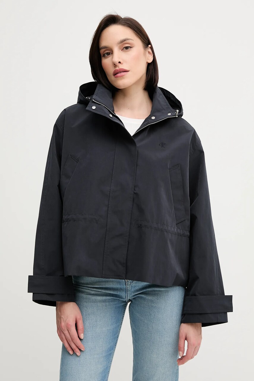 Levně Bunda Calvin Klein Jeans černá barva, přechodná, oversize, LV047AB502
