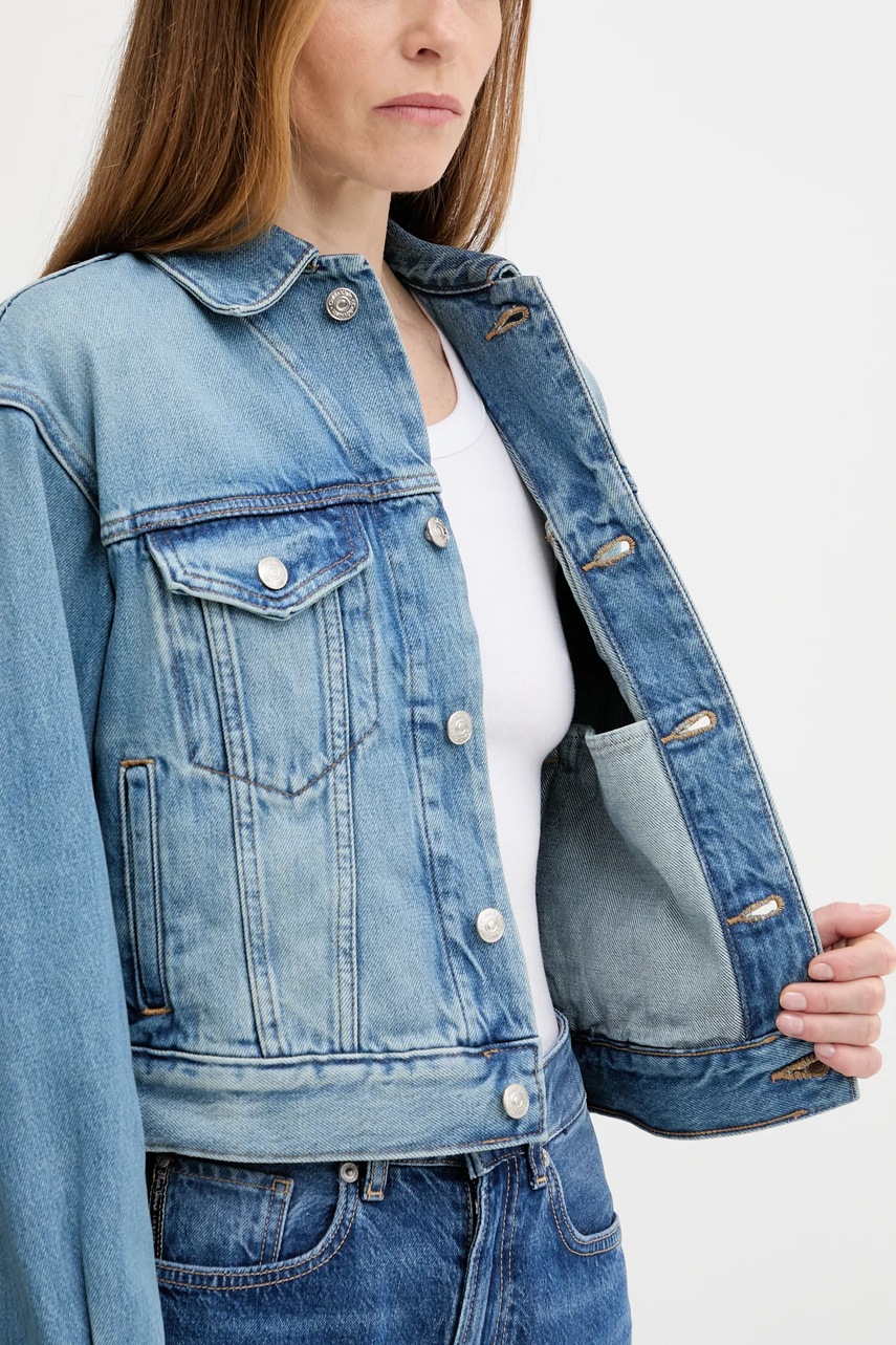 Τζιν μπουφάν Calvin Klein Jeans χρώμα: μπλε, LV047B075G φωτογραφία