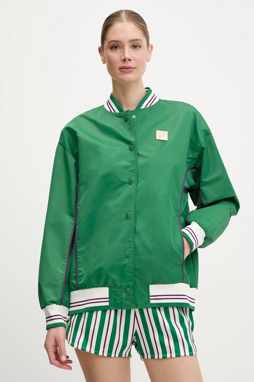 Levně Bomber bunda Fila Leme zelená barva, přechodná, oversize, FAW0999