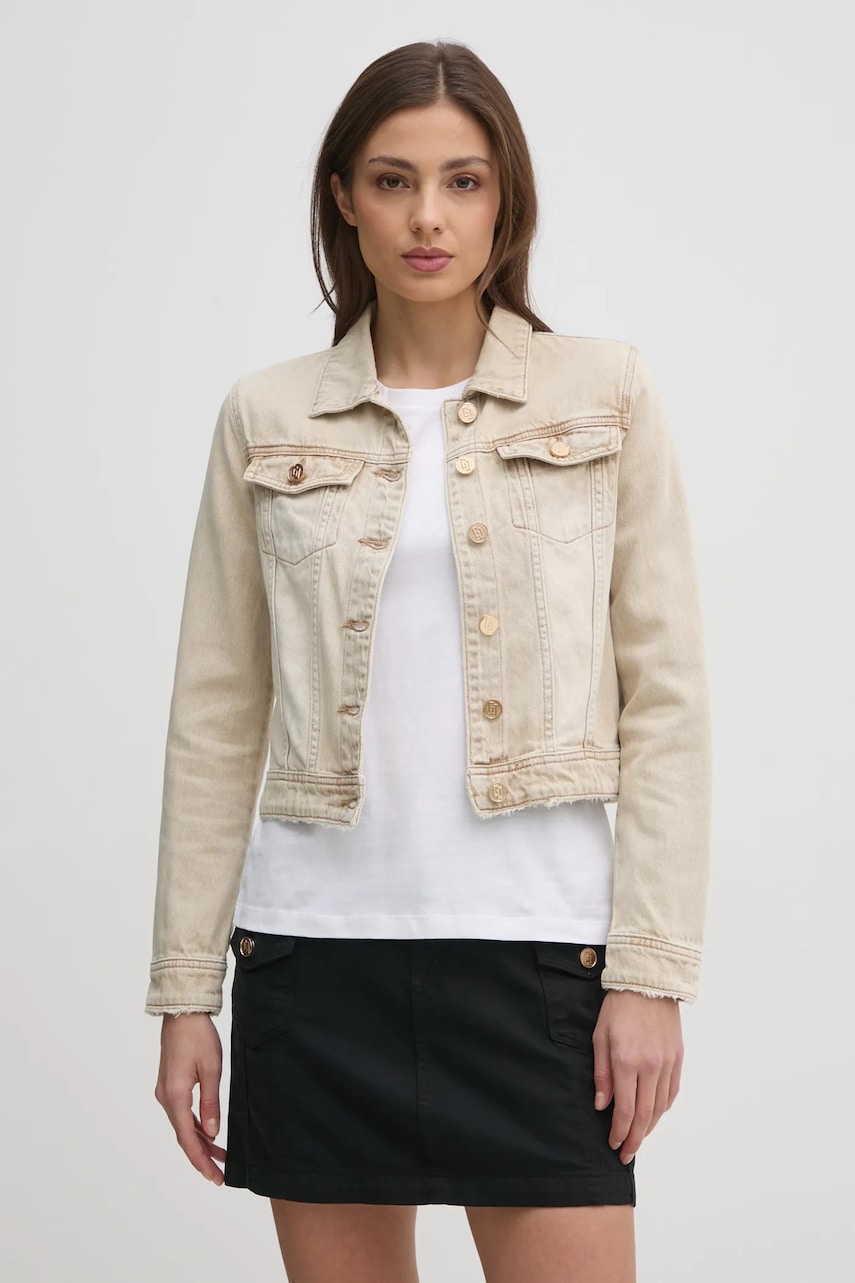 Gaudi geaca jeans culoarea bej, de tranzitie, 511BD35015 Gaudi geaca jeans culoarea bej, de tranzitie, 511BD35015