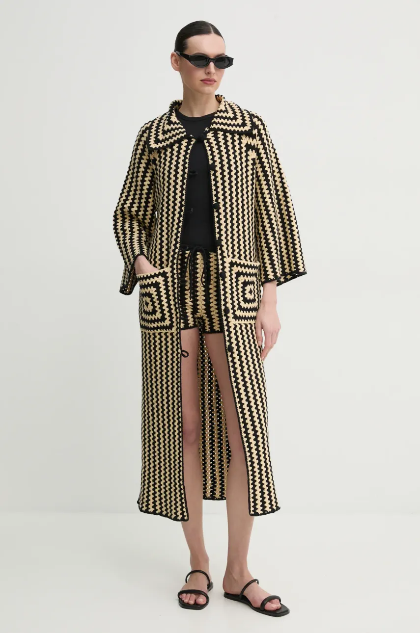 Bavlněný kabát By Malene Birger DINA černá barva, oversize, 103071