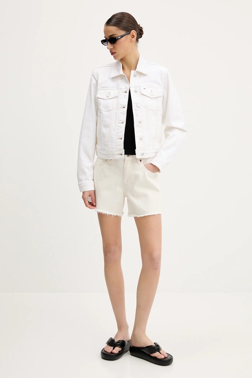 Джинсовая куртка Tommy Jeans цвет бежевый переходная DW0DW20121