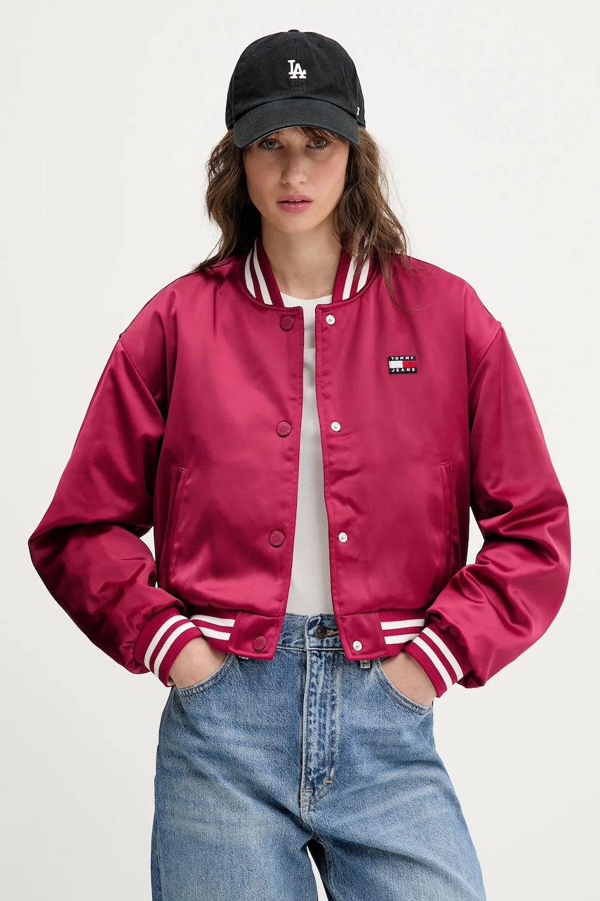 Tommy Jeans geacă bomber culoarea roz, de tranzitie, DW0DW20229 Tommy Jeans geacă bomber culoarea roz, de tranzitie, DW0DW20229